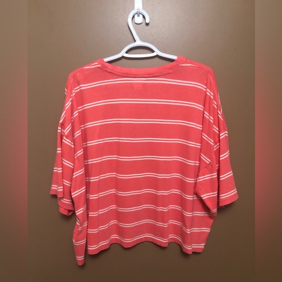 Billa Bong Oversized Pink with White Stripes Cropped Crewneck Tee - Picture 5 of 6